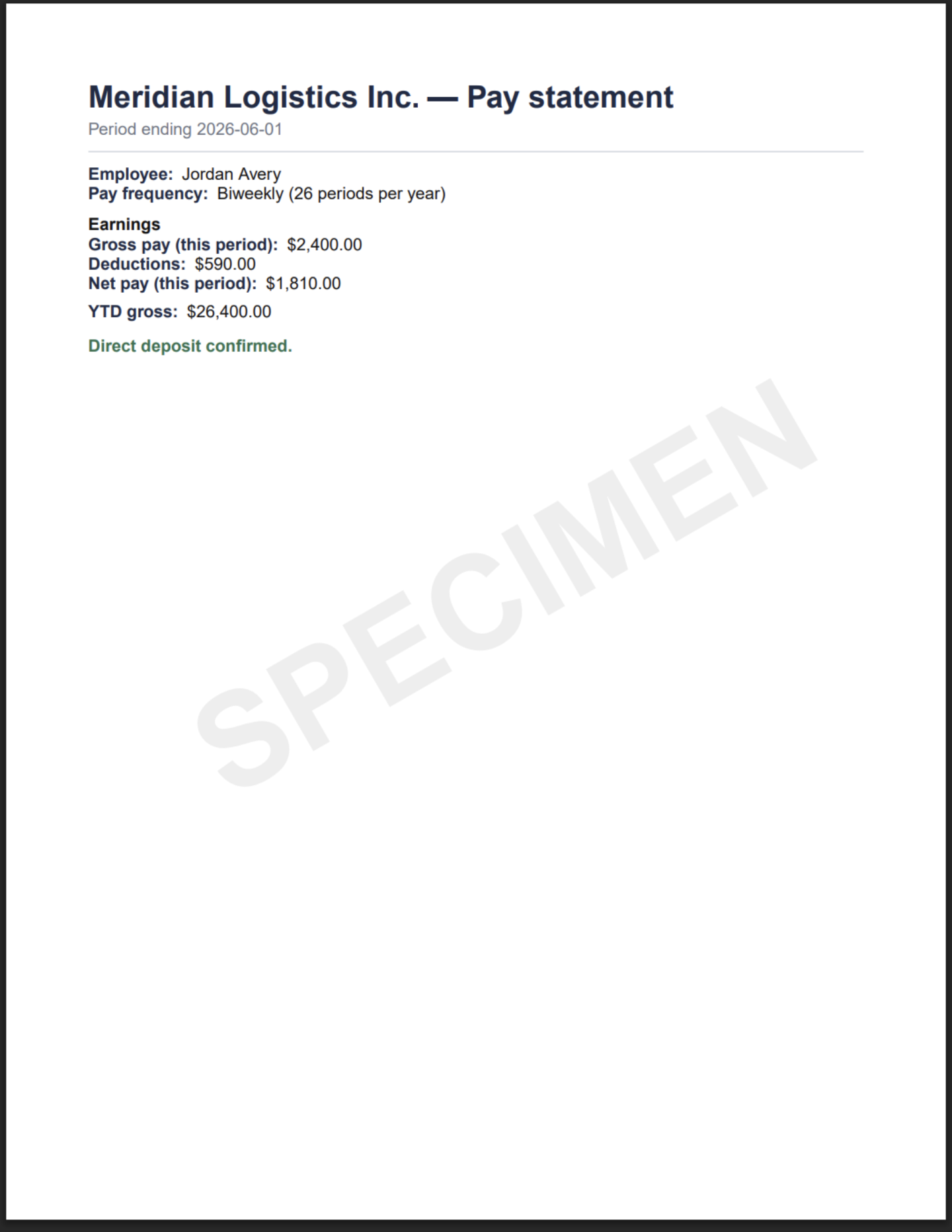 Pay stub